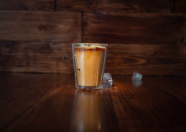 Iced coffee with ice