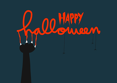 Halloween black cat paw