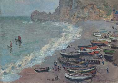 The Beach at Etretat 1883