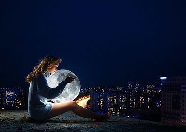 Girl and Moon