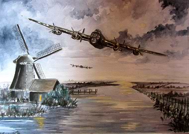 Lancaster Bomber In Flight