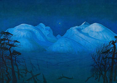 Winter Night in Mountains