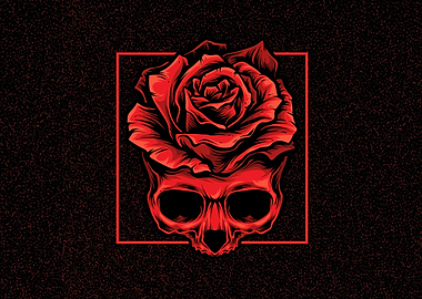 Skull Red Rose
