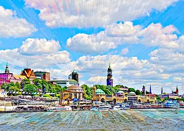 Elbe and landing stages