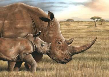 Rhino and Calf