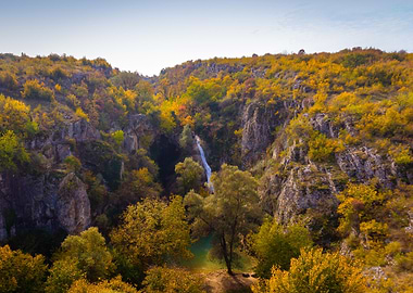 Waterfall in autumn