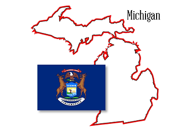 Michigan State Map Flag