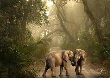 Couples of elephant