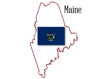Maine State Map and Flag