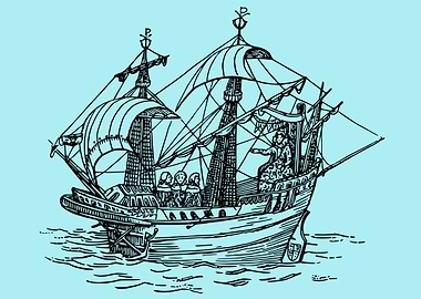 vintage art of ship boat