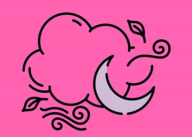 cute moon with cloud