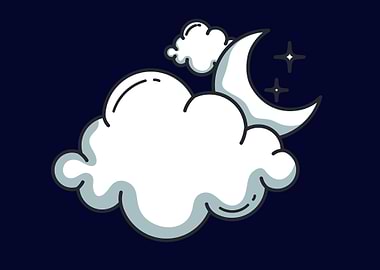 cute moon with cloud