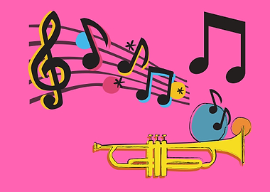 music notes art with play