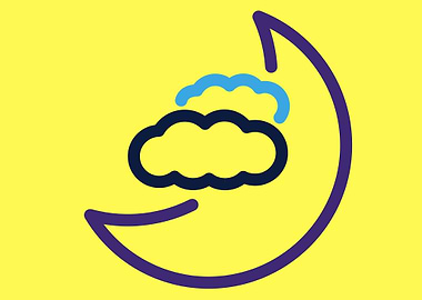 cute moon with cloud