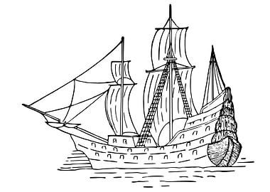 vintage art of ship boat