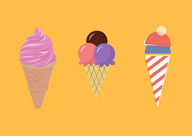 colorful ice cream cones