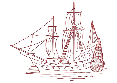 vintage art of ship boat