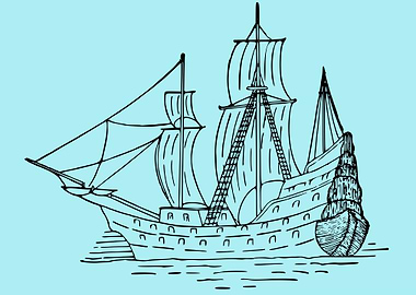 vintage art of ship boat