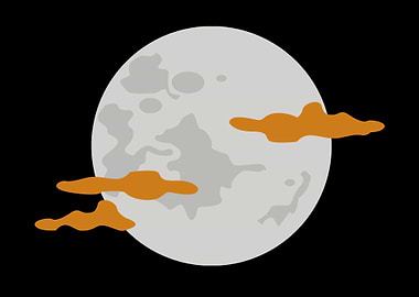 cute moon with cloud