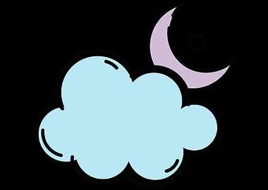 cute moon with cloud
