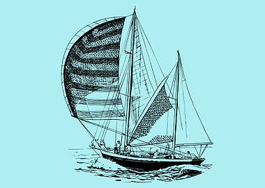 vintage art of a ship boat