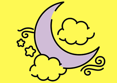 cute moon with cloud