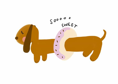 Dachshund dog sweet donut