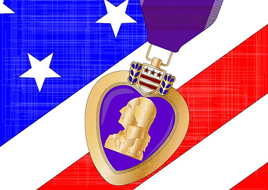 Flag and Purple Heart