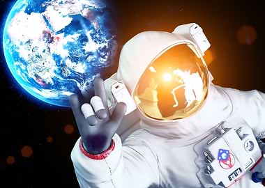 Space astronaut saluting