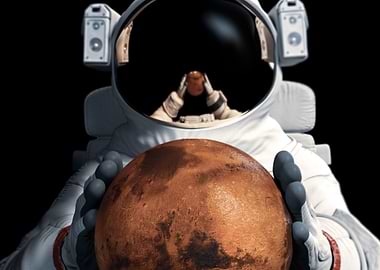 Astronaut holding the plan