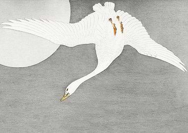 Goose and Moon woodblock