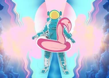 Astronaut with lifebuoy