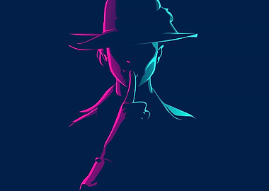 Blue pink Line Art glow ef