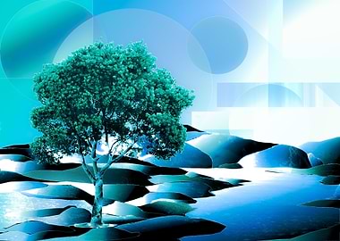 Arbol en la soledad azul