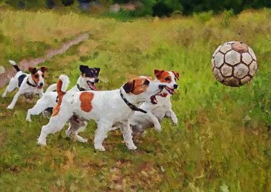 Beagles And A Ball