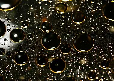 Oil bubbles on water macro