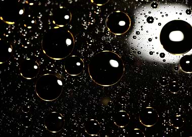Oil bubbles on water macro