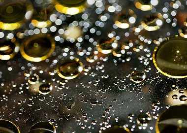 Oil bubbles on water macro