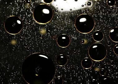 Oil bubbles on water macro