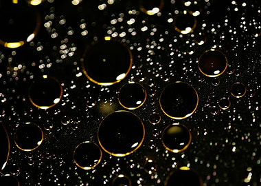 Oil bubbles on water macro