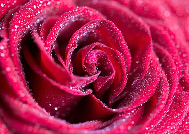 Red Rose with Drops Close