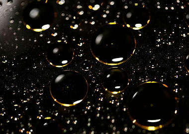 Oil bubbles on water macro