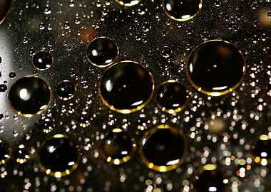 Oil bubbles on water macro