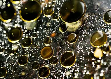 Oil bubbles on water macro
