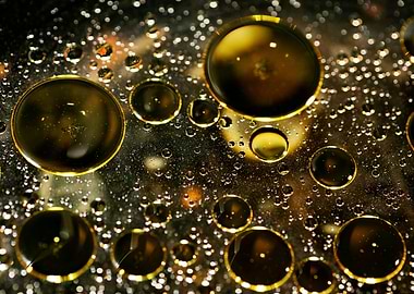 Oil bubbles on water macro