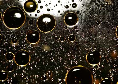 Oil bubbles on water macro