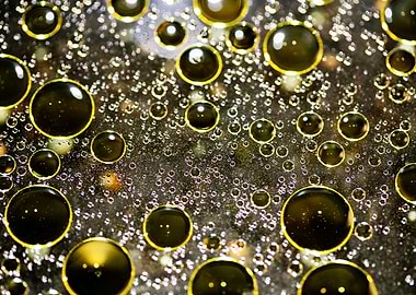 Oil bubbles on water macro
