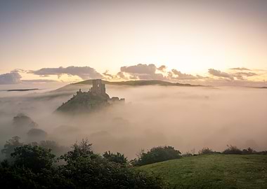 Misty Corfe Castle Sunrise