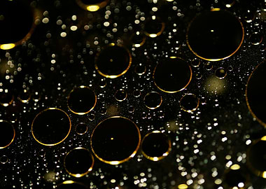 Oil bubbles on water macro