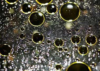 Oil bubbles on water macro